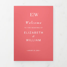 Programa Tríptico Coral elegante y sencillo al atardecer con Boda mo