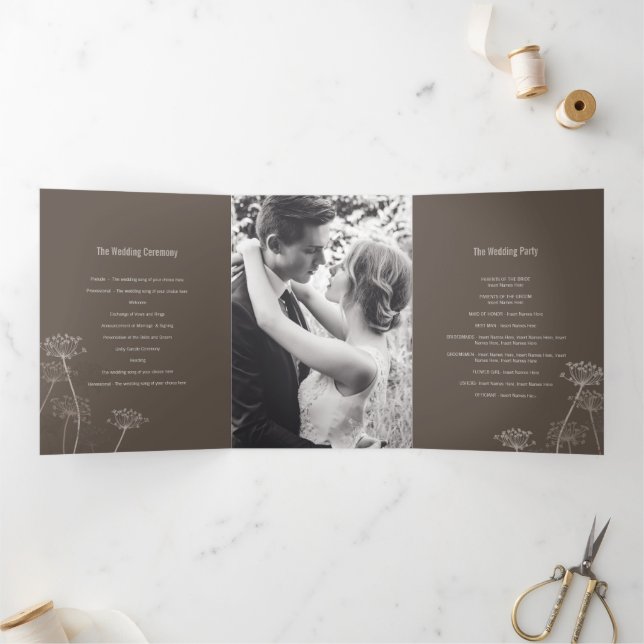 Programa Tríptico Cows parsley flowhead brown fall boda (Interior)