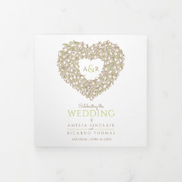 Programa Tríptico Cream tulips boda de historia de arte cardíaco