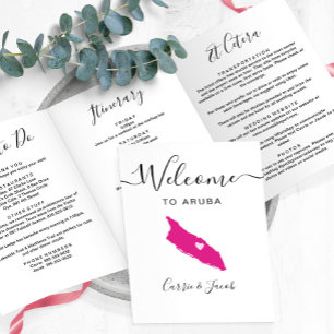 Programa Tríptico Cualquier color Aruba Boda Bag Bienvenido Itinerar