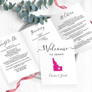 Programa Tríptico Cualquier color Idaho Boda Bag de bienvenida Itine