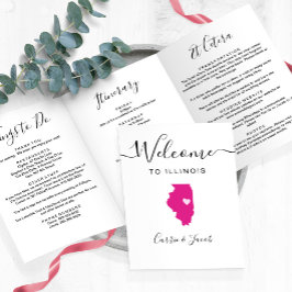 Programa Tríptico Cualquier color Illinois Boda Bag Itinerario