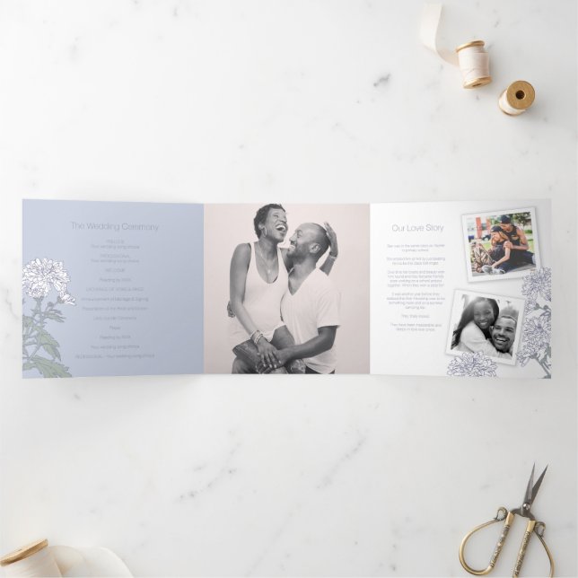 Programa Tríptico Dibujo de flores blancas de crisantemo (Interior)