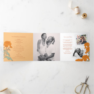 Programa Tríptico Dibujo de flores de crisantemo naranja