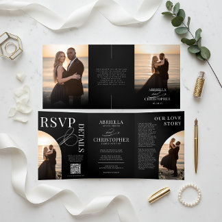 Programa Tríptico Elegant Photo Tri-Fold Wedding Invitation
