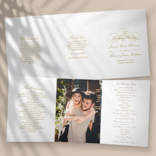 Programa Tríptico Elegante Boda dorado y blanco