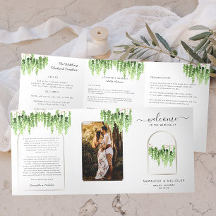 Programa Tríptico Elegante Boda Forestal Tri-Fold