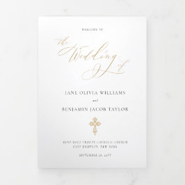 Programa Tríptico Elegante misa de Bodas católicos de oro
