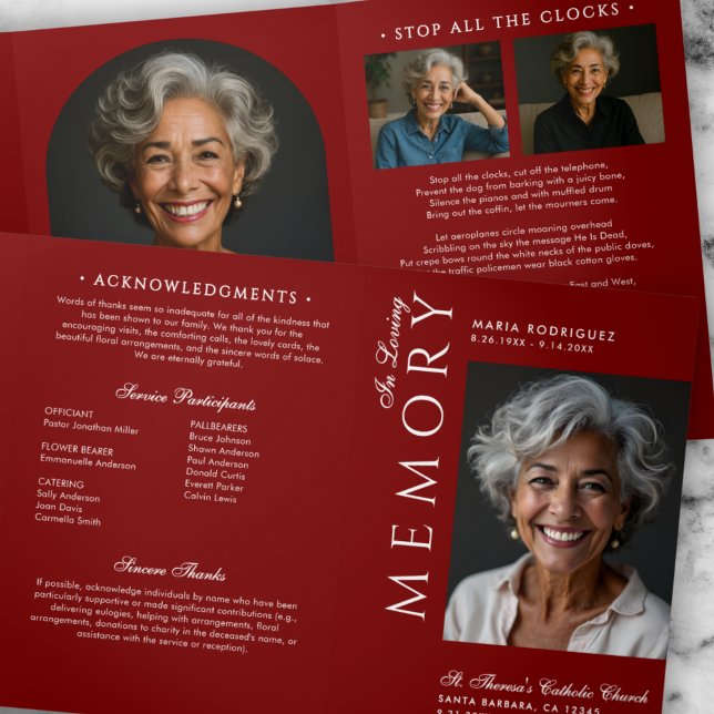 Programa Tríptico Elegante Orden De Servicio Obituario 6-Fotos Funer (Subido por el creador)