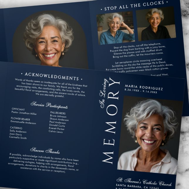 Programa Tríptico Elegante Orden De Servicio Obituario 6-Fotos Funer (Subido por el creador)