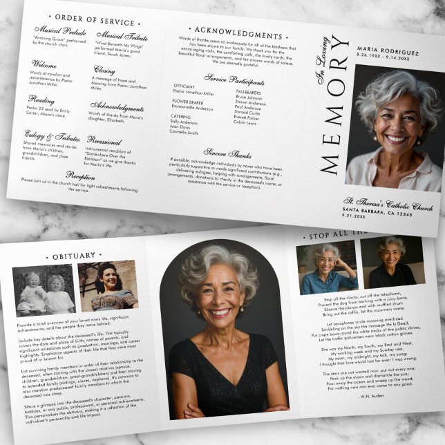 Programa Tríptico Elegante Orden De Servicio Obituario 6-Fotos Funer (Subido por el creador)