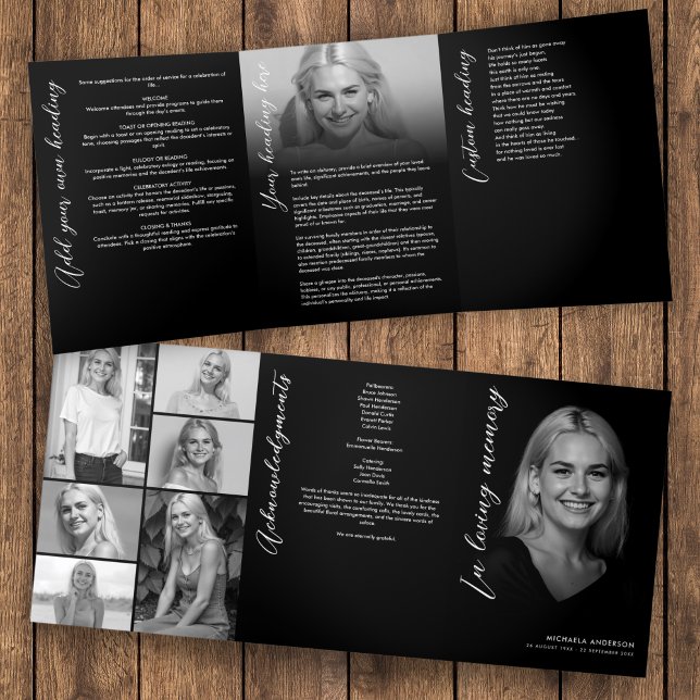 Programa Tríptico En el funeral de Collage de fotos de guión de memo (Subido por el creador)