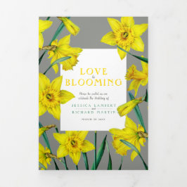 Programa Tríptico Flores de primavera daffodias boda gris