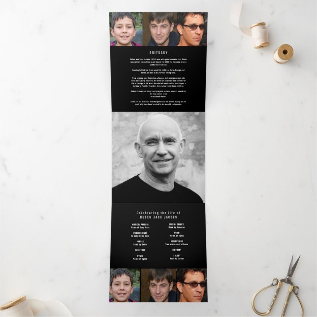 Programa Tríptico Foto del personalizado del servicio Funeral en bla (Interior)