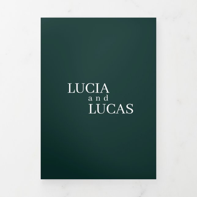 Programa Tríptico Foto moderna Boda de Emerald Green todo en uno (Foto de portada)