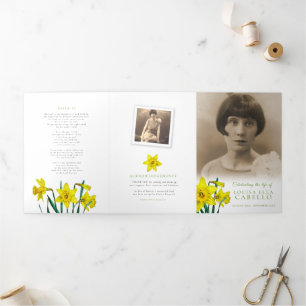Programa Tríptico Fotos de daffodils amarillos del servicio funerari