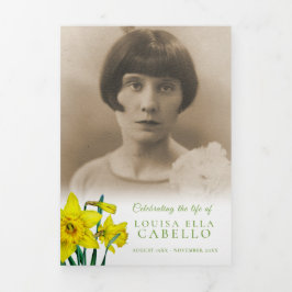 Programa Tríptico Fotos de daffodils amarillos del servicio funerari
