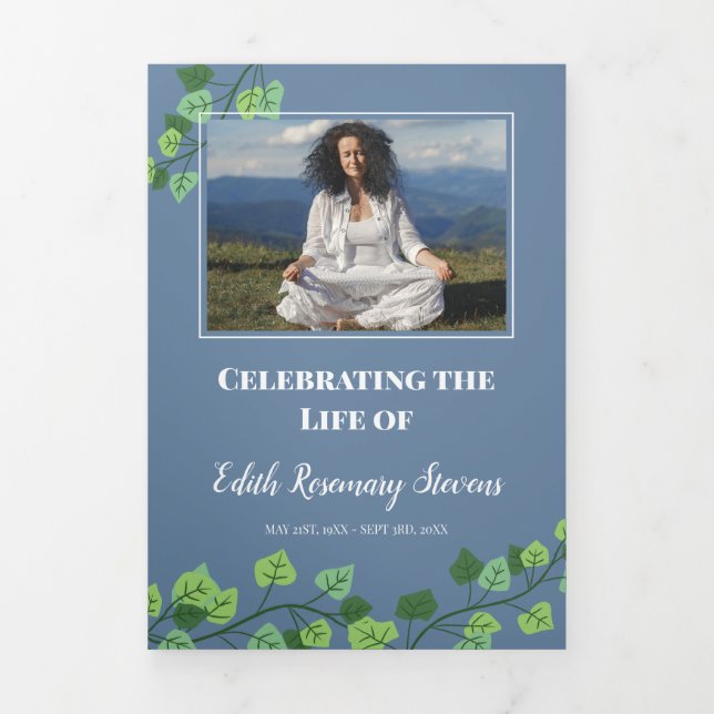 Programa Tríptico Funeral de fotos Blue & Ivy (Foto de portada)