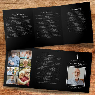 Programa Tríptico Funeral moderno en blanco y negro de Christian 7