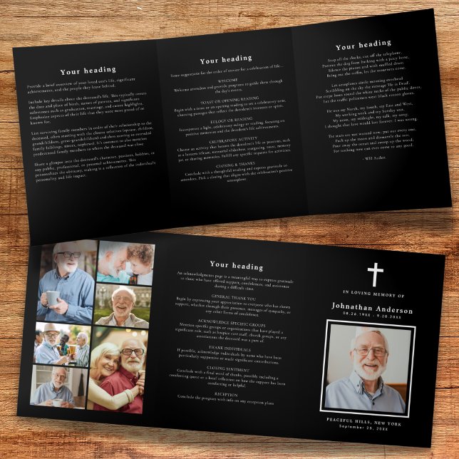 Programa Tríptico Funeral moderno en blanco y negro de Christian 7 (Subido por el creador)