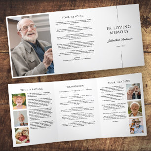Programa Tríptico Funeral/Servicio Memorial minimalista de 7 Fotogra