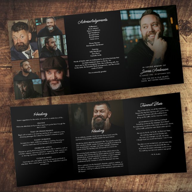 Programa Tríptico Guion moderno 8-Fotos Funeral/Recuerdo (Subido por el creador)