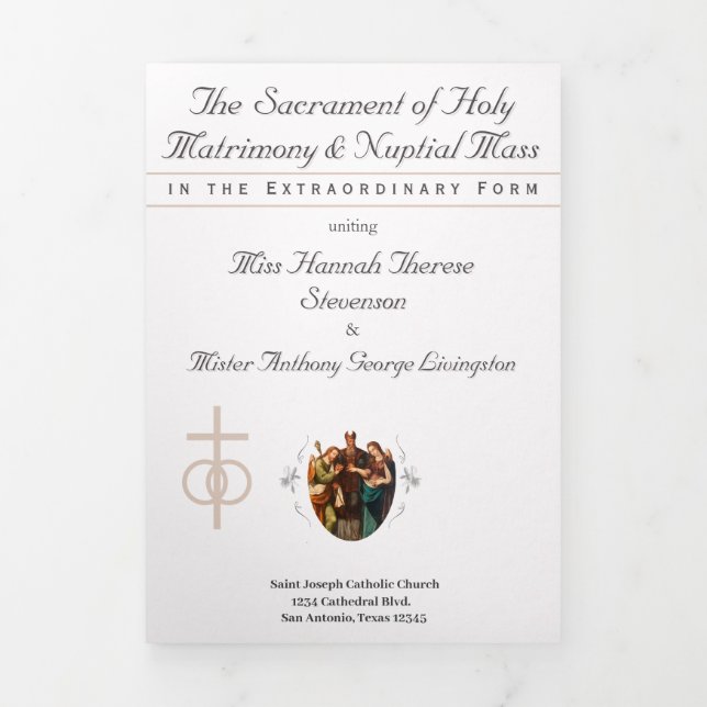 Programa Tríptico La Refined Catholic Boda Rosa Pálido (Foto de portada)