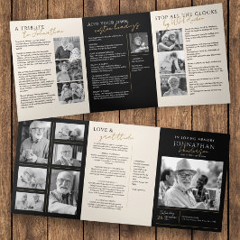 Programa Tríptico Memorial elegante de 14 fotos en memoria amorosa