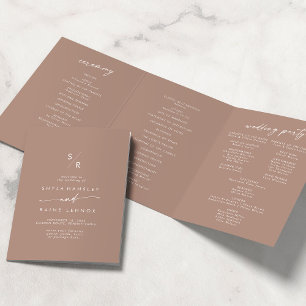Programa Tríptico Moda Boho Boda en monograma Neutral Taupe