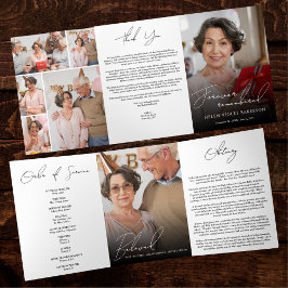 Programa Tríptico Modern Elegant 7 Photo Trifold Funeral Program