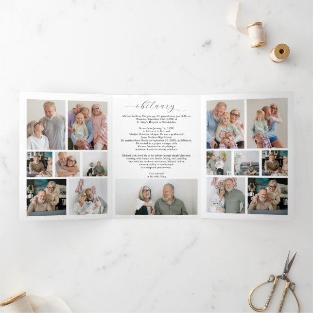 Programa Tríptico Musician Funeral Tri-Fold Program Template Piano (Interior)