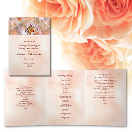 Programa Tríptico Naranja Floral de Pearl Heart Boda de Mariposa Flo