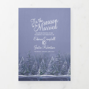 Programa Tríptico Navidades árboles de boda de invierno arte azul de