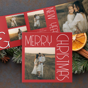 Programa Tríptico Navidades retro vintage estéticos rojo personaliza