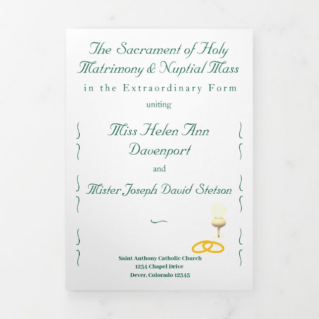 Programa Tríptico Nuptial Grace Catholic Wedding (Foto de portada)