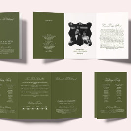 Programa Tríptico Olive Green Wedding Ceremony
