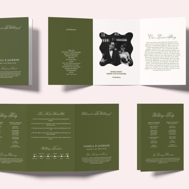 Programa Tríptico Olive Green Wedding Ceremony (Subido por el creador)
