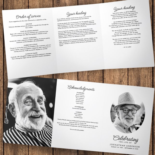 Programa Tríptico Orden de Servicio de Obituario de Celebración de l (Subido por el creador)
