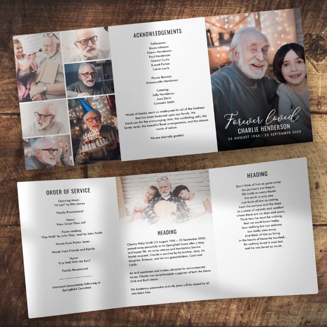 Programa Tríptico Orden De Servicio Memorial Personalizada 6-Foto (Subido por el creador)