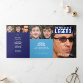 Programa Tríptico Paso de una leyenda Servicio funeral azul