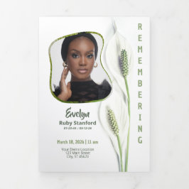 Programa Tríptico Peace Lily Modern Frame 35‑Photo Funeral