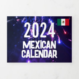 Programa Tríptico Pequeño calendario mexicano 2024 con vacaciones