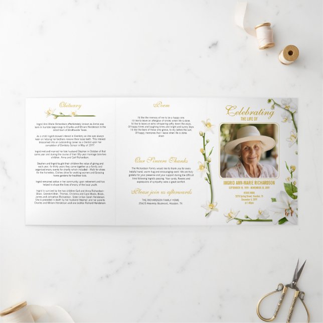 Programa Tríptico Poema fotográfico de Lily de Orquídea Blanca (Exterior)