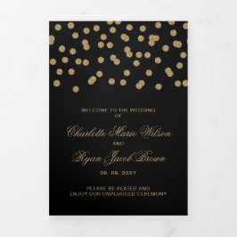 Programa Tríptico Purpurina de oro negro Boda de fotografía Confetti
