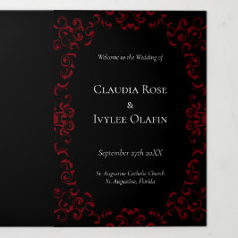 Programa Tríptico Red & Black Swirl Gothic Boda