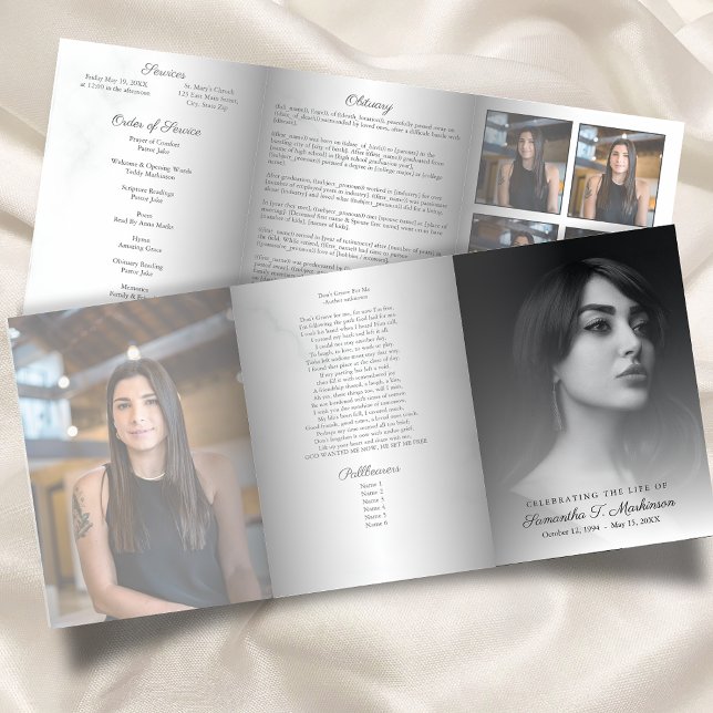 Programa Tríptico Servicios de funerales elegantes de mármol blanco  (Subido por el creador)