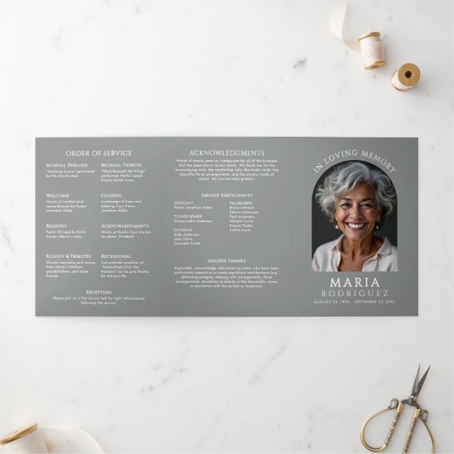 Programa Tríptico Simple Order Of Service 6-Photo Funeral/Memorial (Exterior)