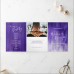 Programa Tríptico Wedding renewal ceremony purple abstract art Tri-F<br><div class="desc">A six-page modern art purple wedding renewal program. Edit this wedding program with your own wedding renewal names,  dates,  introduction,  ceremony wording,  wedding party attendants,  two photos of your first elopement or restricted wedding,  and yours thanks. Original abstract washed watercolor art and design by www.mylittleedenweddings.com</div>