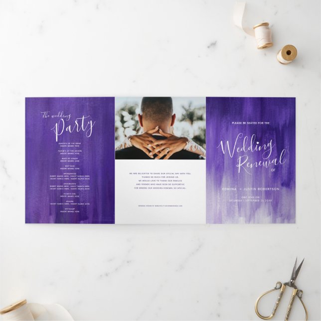 Programa Tríptico Wedding renewal ceremony purple abstract art Tri-F (Exterior)