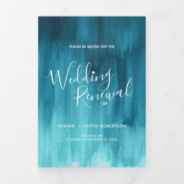 Programa Tríptico Wedding renewal ceremony teal abstract art